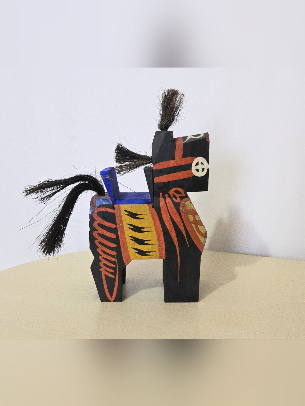 Vintage Japanese Folk Toy Horse - Miharu Goma - Folk Art - Ancient Japan- 8x5.5"